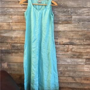 J. Jill Turquoise Blue Green Linen Sleeves Dress XS